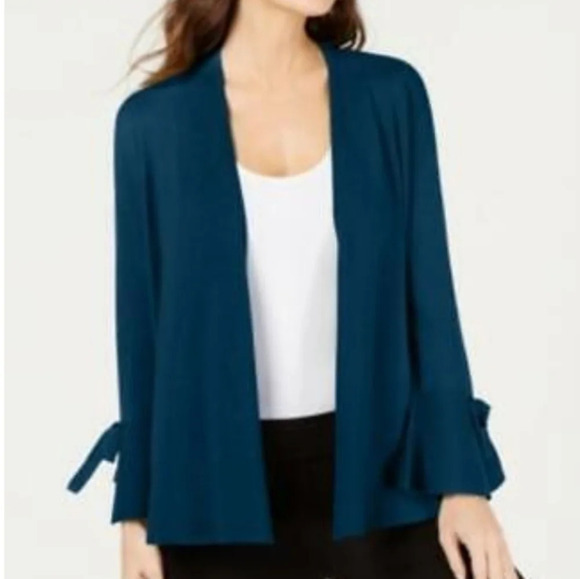 Alfani deep teal tied sleeve cardigan  sweater - Picture 1 of 8